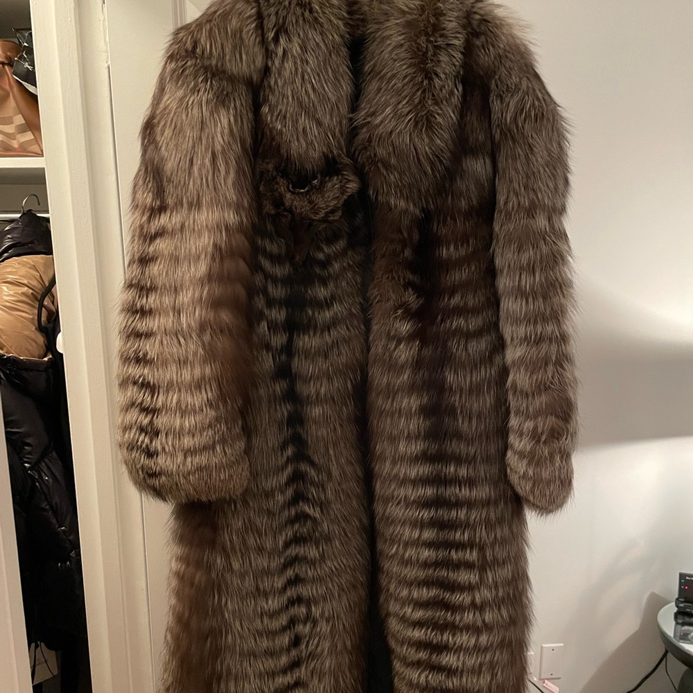 Women’s Full Length Silver Fox Fur coat - Custom Made in Russian